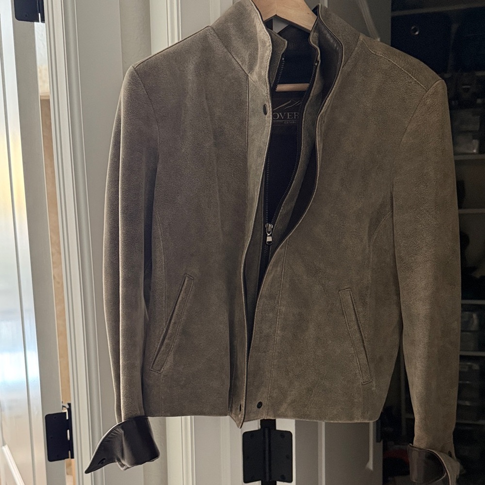 Women’s Suede Jacket in Tan and brown leather sheepskin